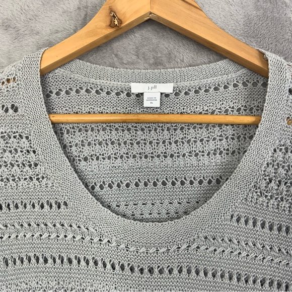 J. Jill Knit Crochet Aluminum Color Pull Over. Silver. Women’s size  ExLarge. - Picture 2 of 7